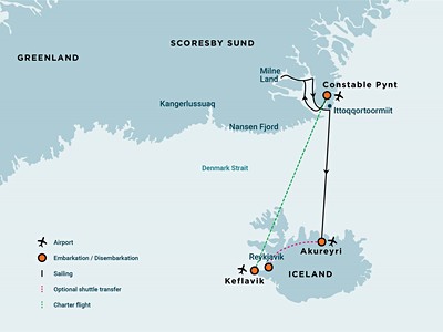 East Greenland, Scoresby Sund - Iceland , Aurora Borealis, Fly & S...