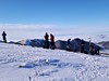 Odpočinek a svačina na sněžnicovém přechodu